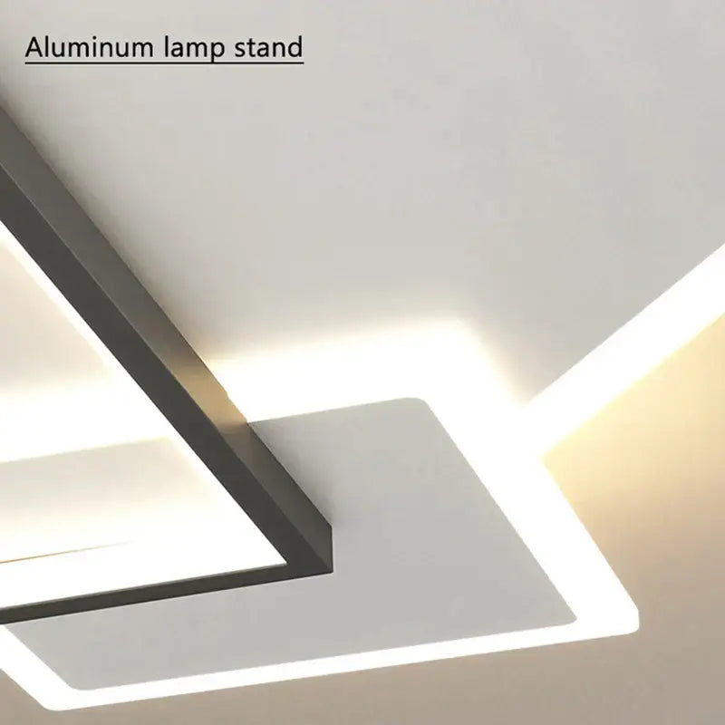 Modern black gold led geometric chandelier for living room