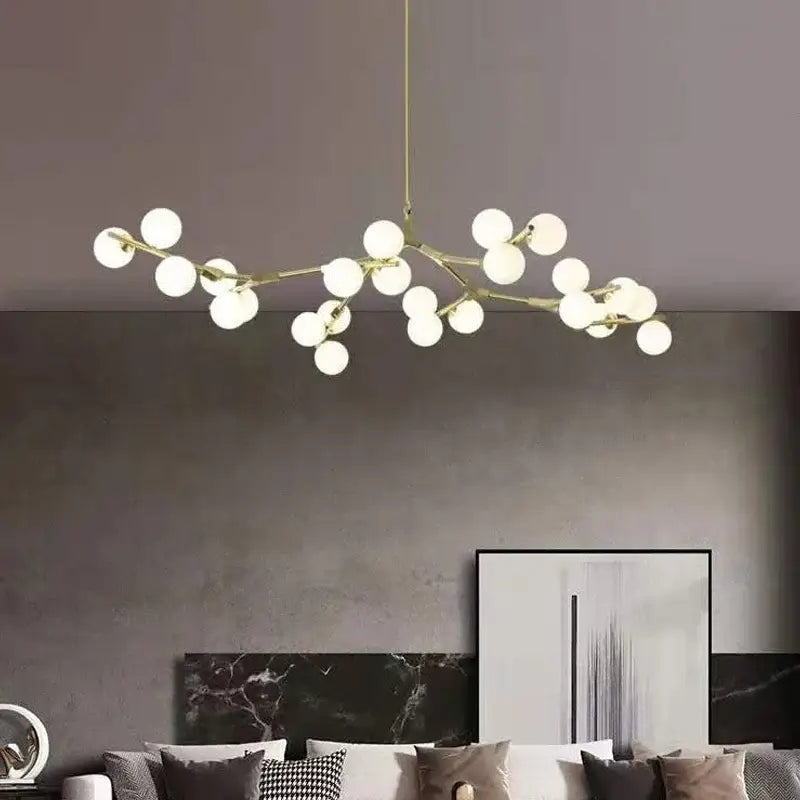 Black gold glass ball branch chandelier for living room