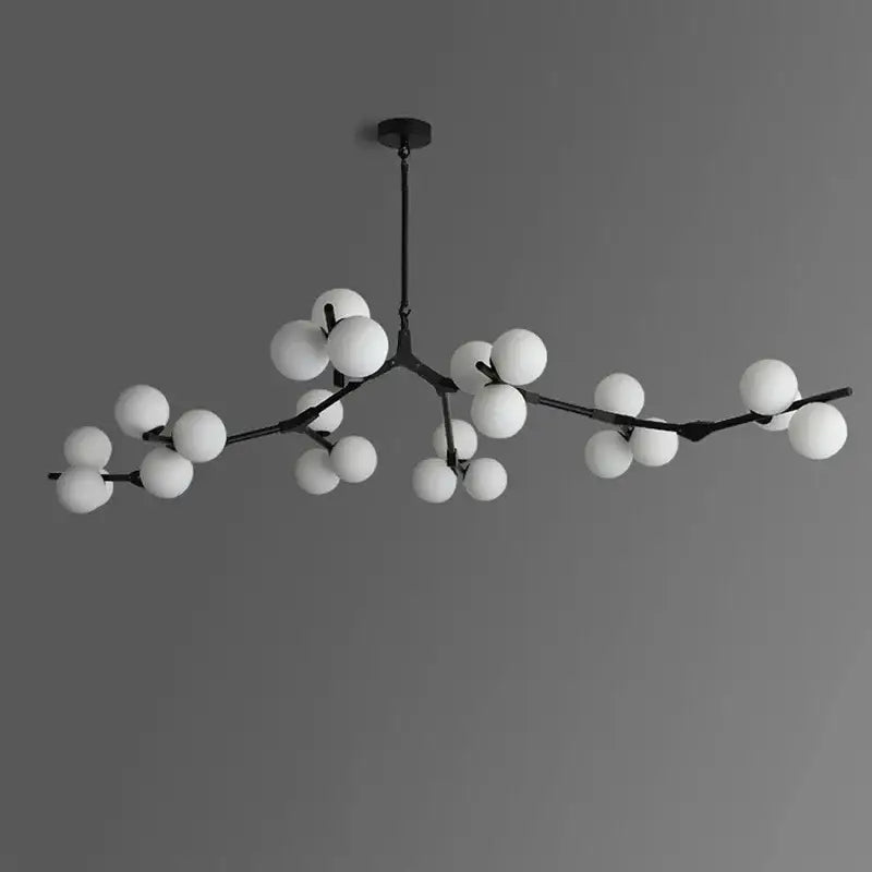 Black gold glass ball branch chandelier for living room