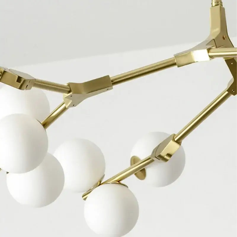 Black gold glass ball branch chandelier for living room