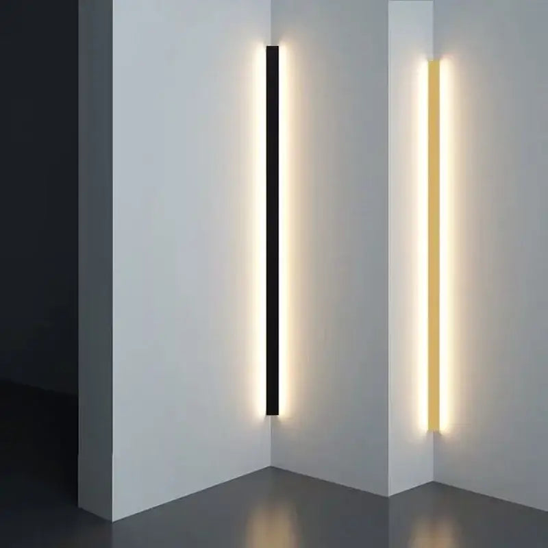 Modern minimalist black gold led strip wall lights for dining room