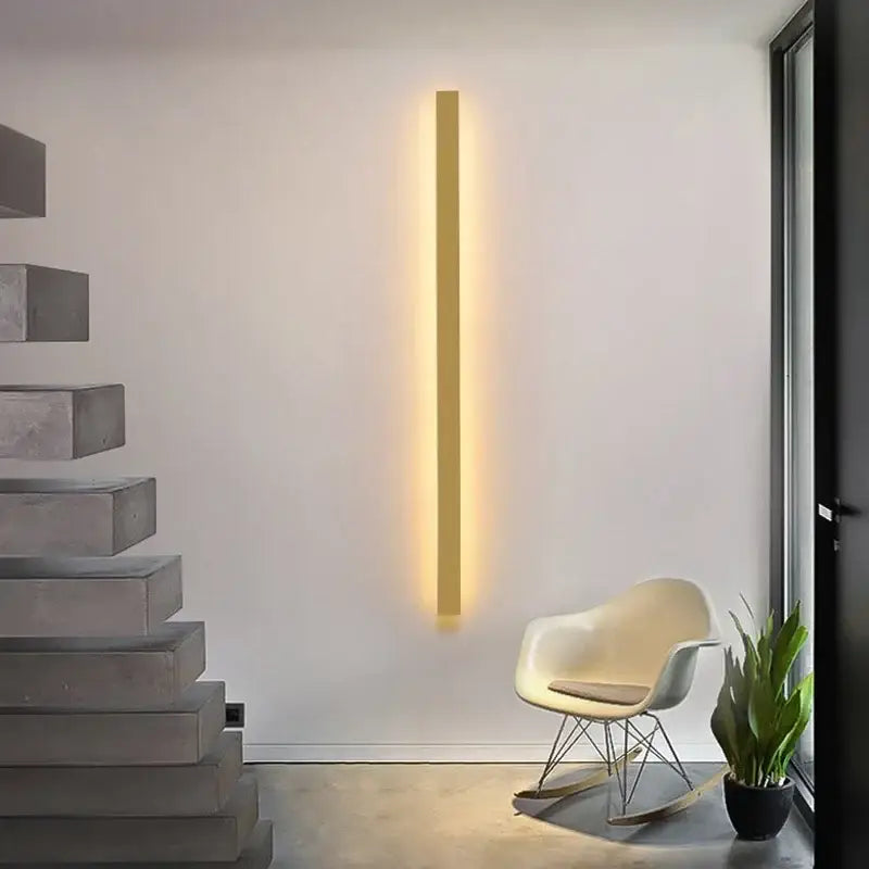 Modern minimalist black gold led strip wall lights for dining room