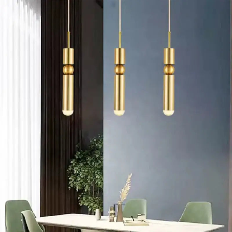 Modern black & gold led tube pendant light dining room chandelier