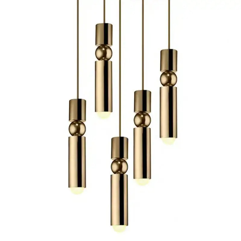 Modern black & gold led tube pendant light dining room chandelier
