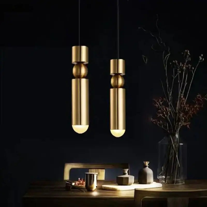 Modern black & gold led tube pendant light dining room chandelier