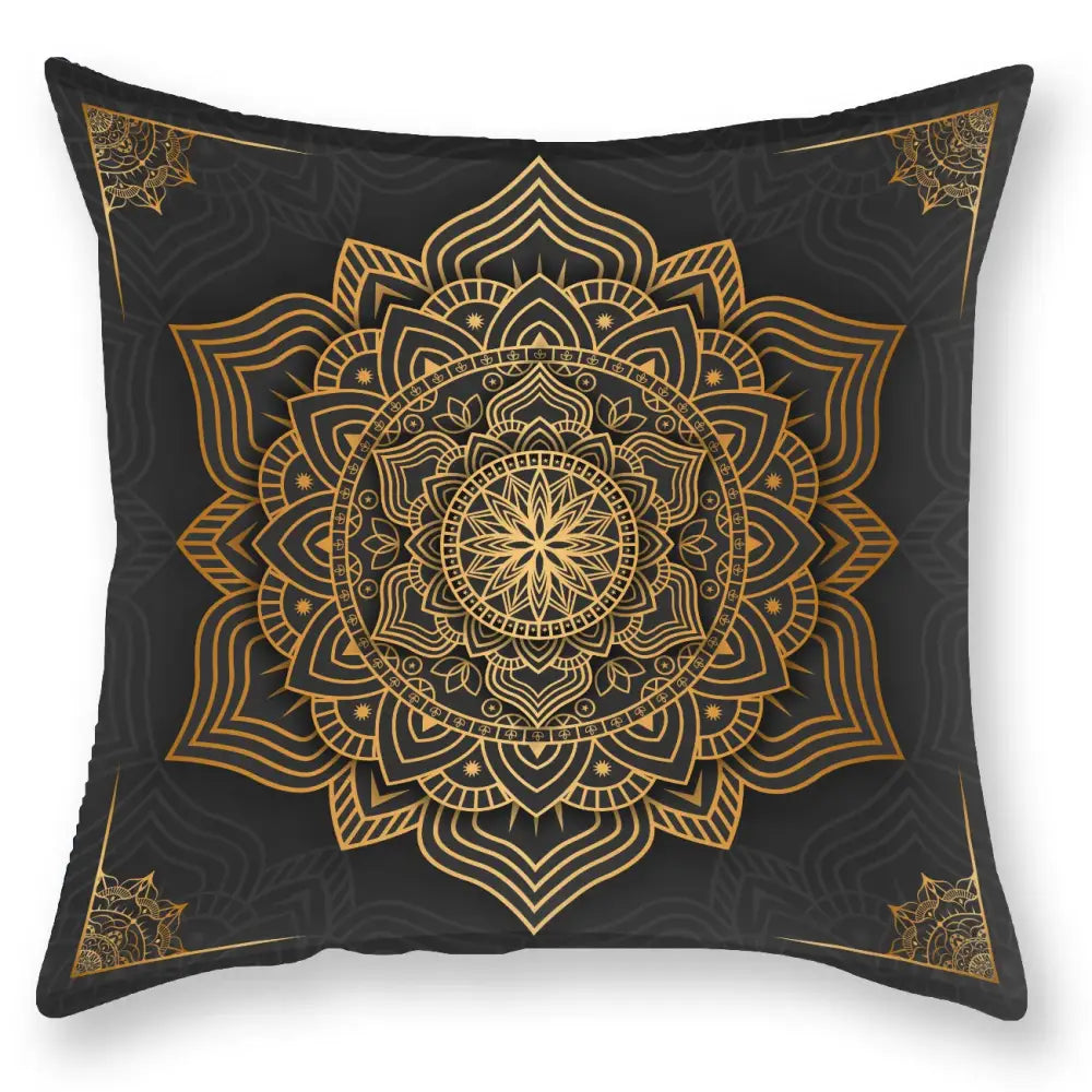 Luxury black gold mandala throw pillowcase bedroom decor