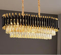 Modern black & gold metal led chandelier dining room crystal lamp