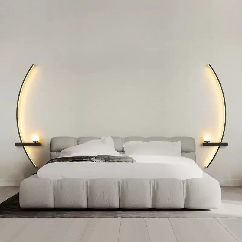 Modern crescent black & gold modern wall sconce bedroom light