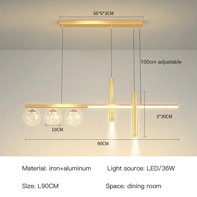 Modern black & gold pendant lamp for dining room and kitchen