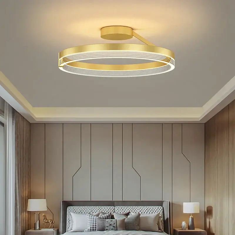 Modern black gold round chandelier living room ceiling light