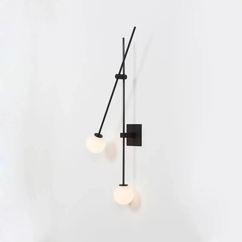 Modern black & golden led glass ball wall sconce for bedroom