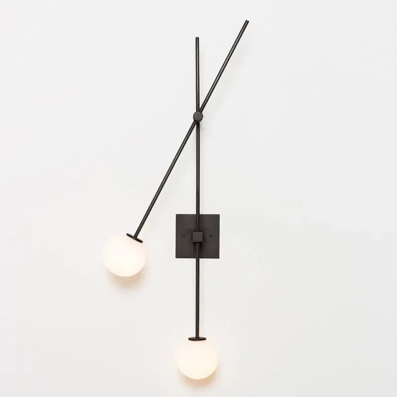 Modern black & golden led glass ball wall sconce for bedroom
