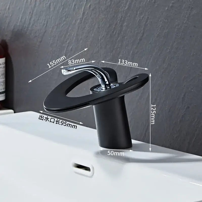 Modern matte black waterfall basin faucet bathroom hot cold mixer tap