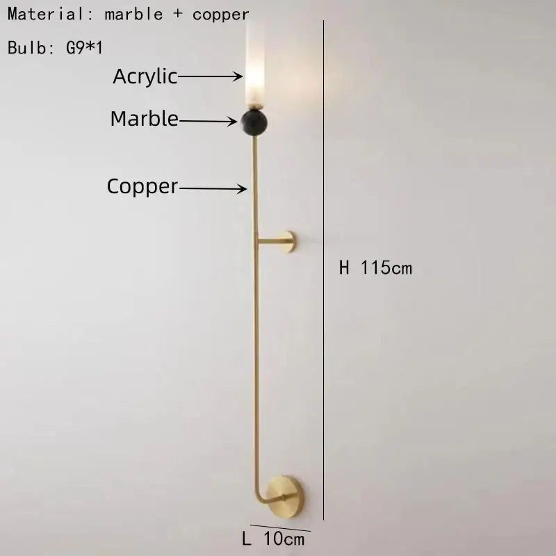 Modern gold and black wall lamp with acrylic lampshade bedroom sconce