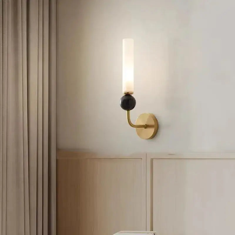 Modern gold and black wall lamp with acrylic lampshade bedroom sconce