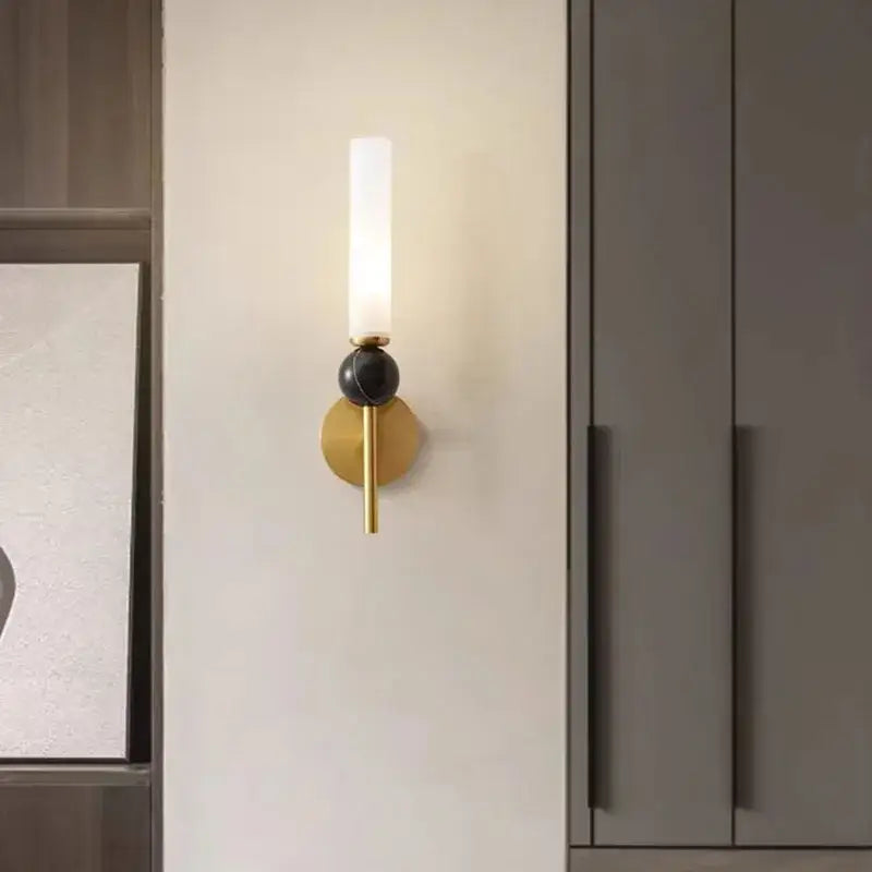 Modern gold and black wall lamp with acrylic lampshade bedroom sconce
