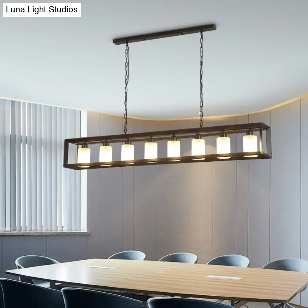 Industrial black rectangular island pendant kitchen light with edison bulbs