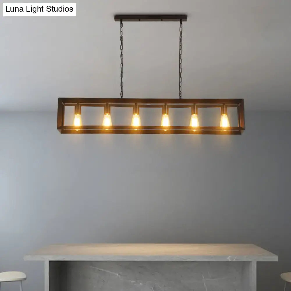 Industrial black rectangular island pendant kitchen light with edison bulbs