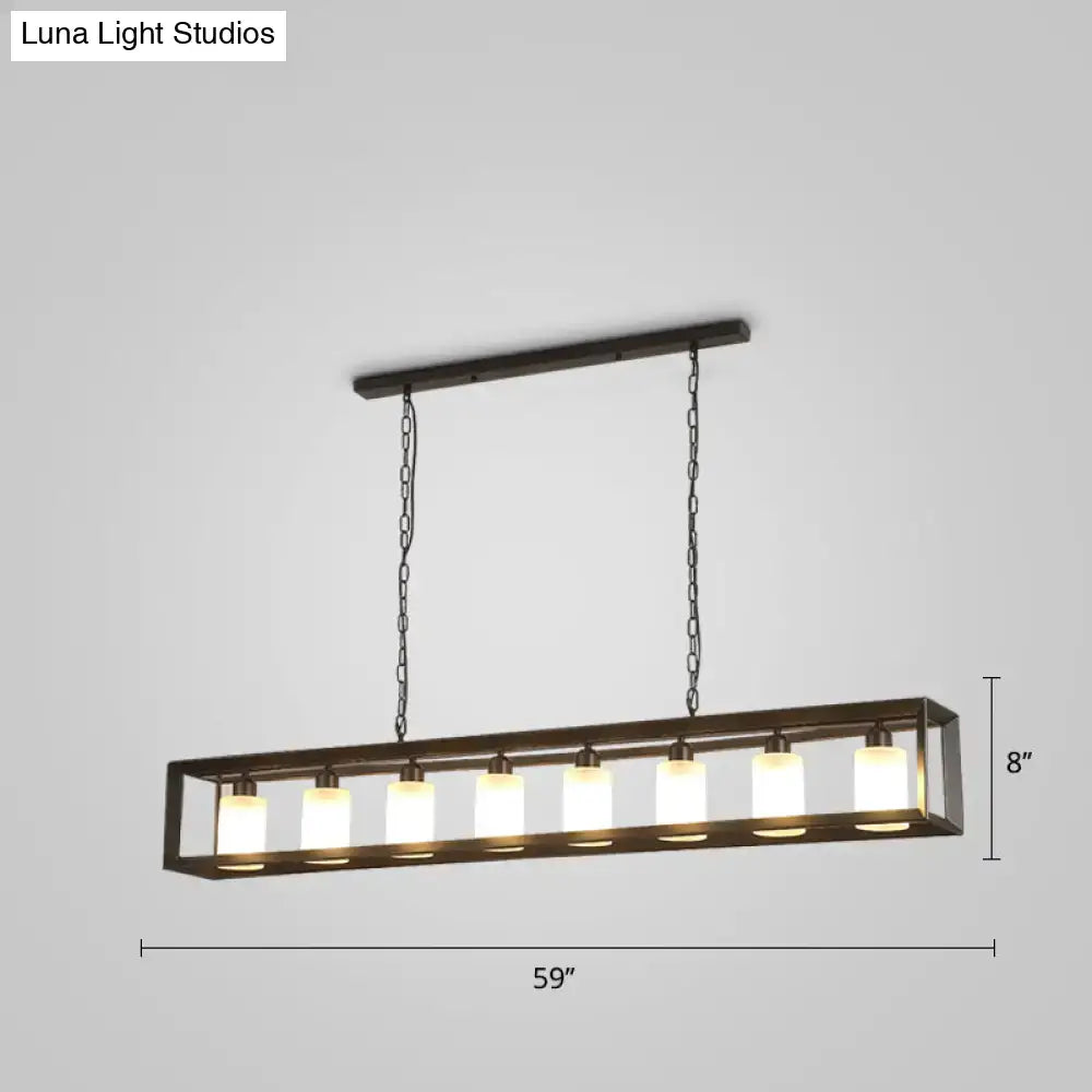 Industrial black rectangular island pendant kitchen light with edison bulbs