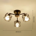 Modern black iron cage chandelier – dining room spider ceiling lamp