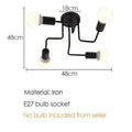 Industrial black iron ceiling light with 4 exposed bulbs for living room