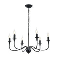 Black wrought iron chandelier with led candle bulbs for dining room