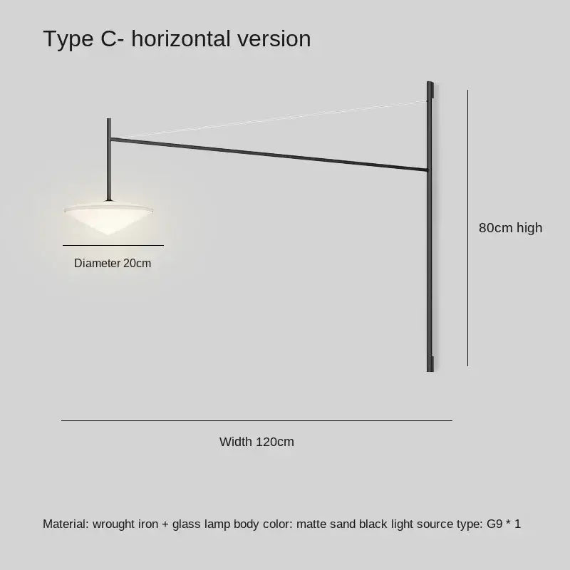 Modern nordic black iron led long wall lamp bedroom light