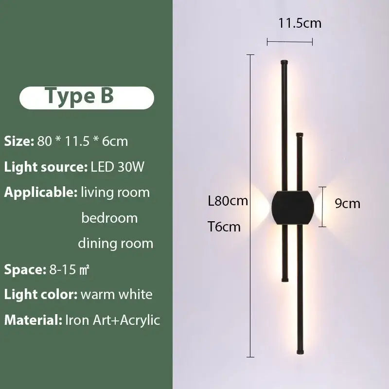 Modern decorbites black iron led wall lamp living room sconce