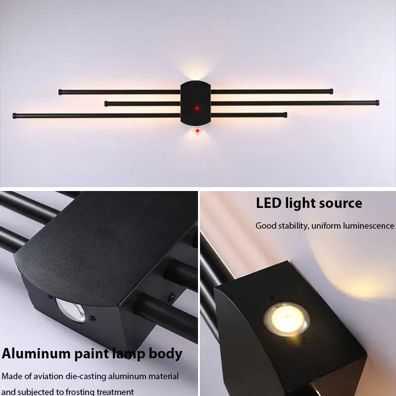 Modern decorbites black iron led wall lamp living room sconce