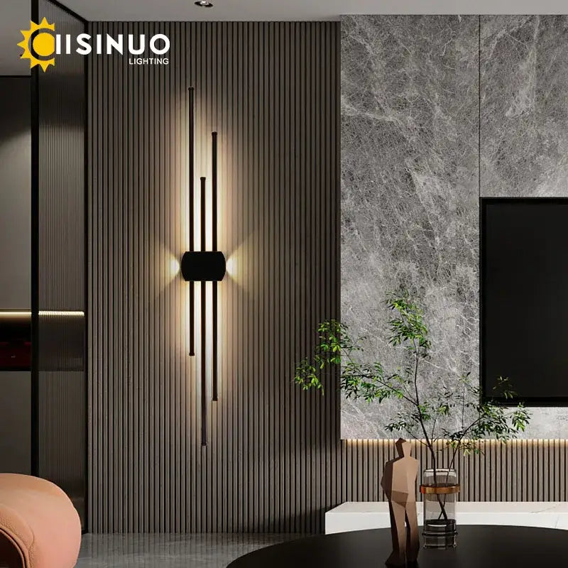 Modern decorbites black iron led wall lamp living room sconce