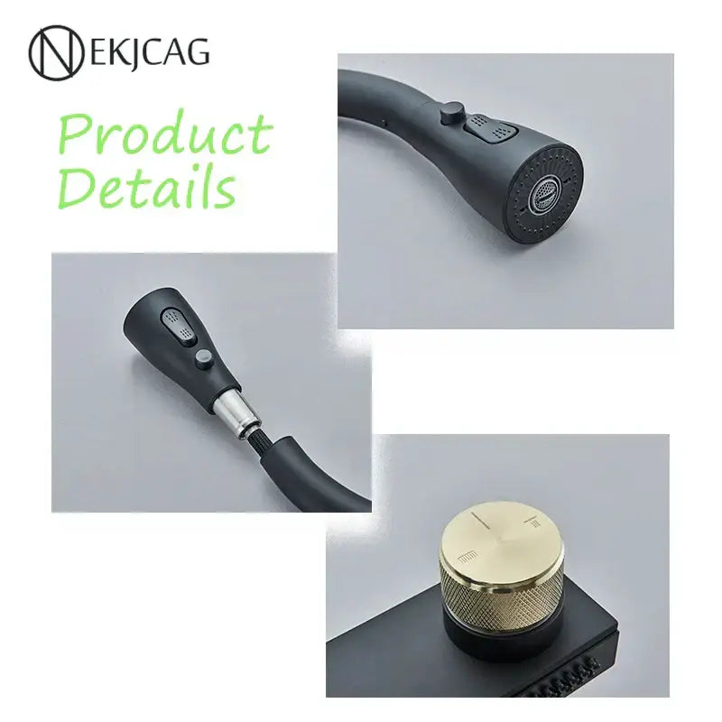 Matte black kitchen faucet with flexible pull out nozzle