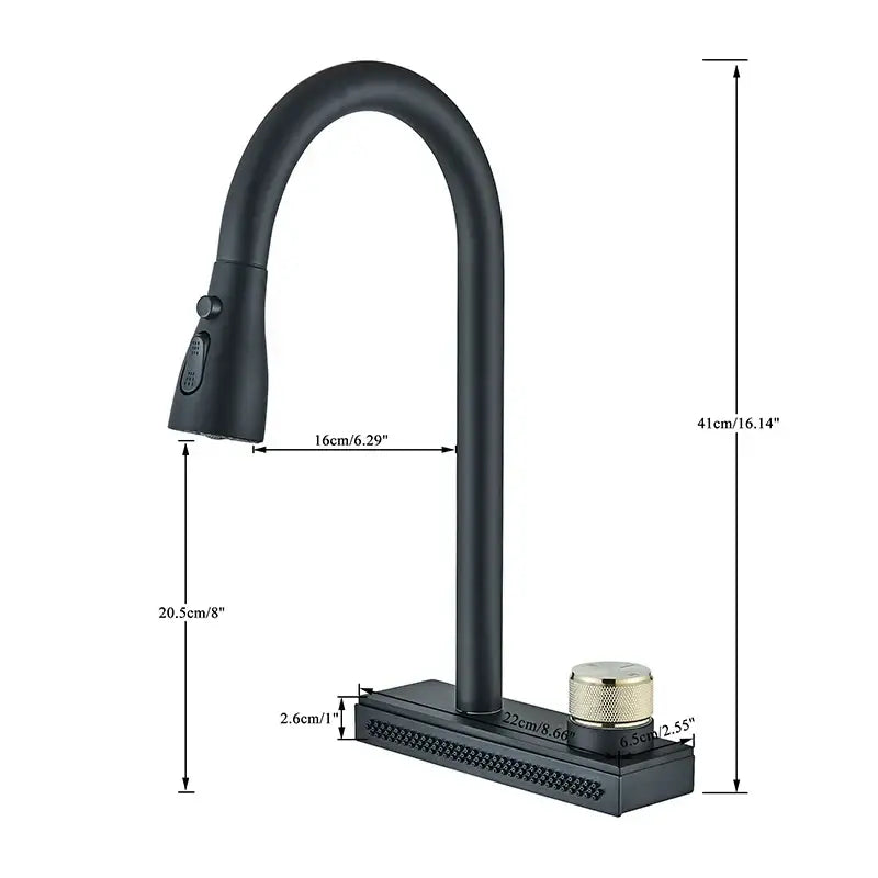 Matte black kitchen faucet with flexible pull out nozzle