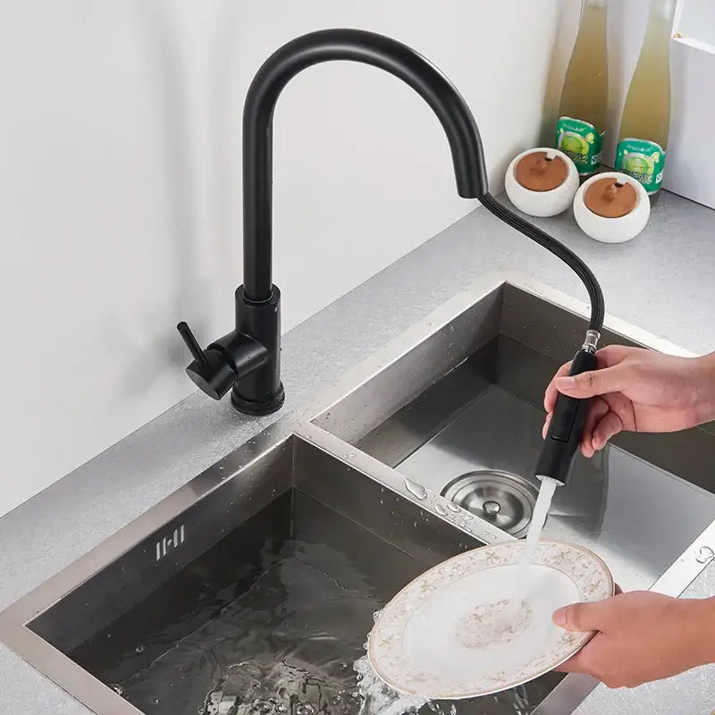 Matte black touch sensor mixer tap kitchen pull down faucet