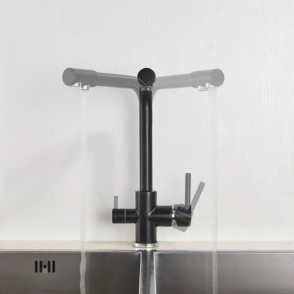 Modern matte black kitchen faucet with purification feature