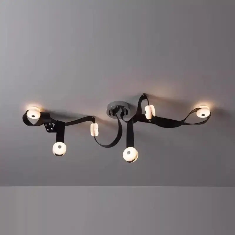 Black leather marble adjustable led chandelier dining room light