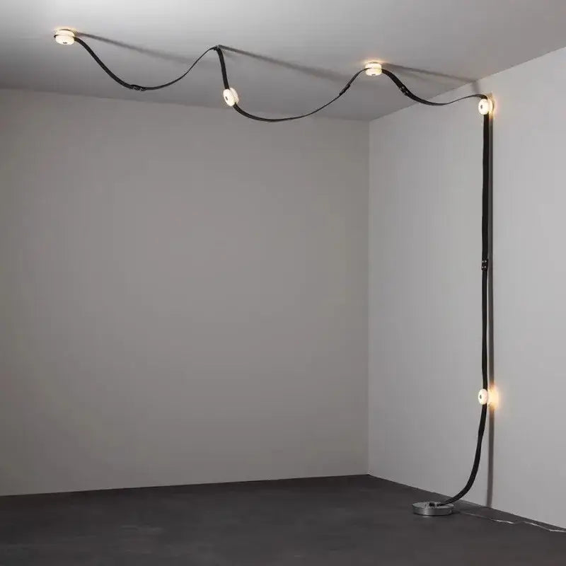 Black leather marble adjustable led chandelier dining room light