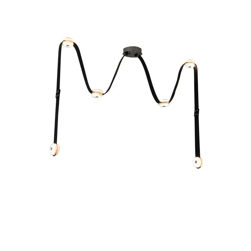 Black leather marble adjustable led chandelier dining room light