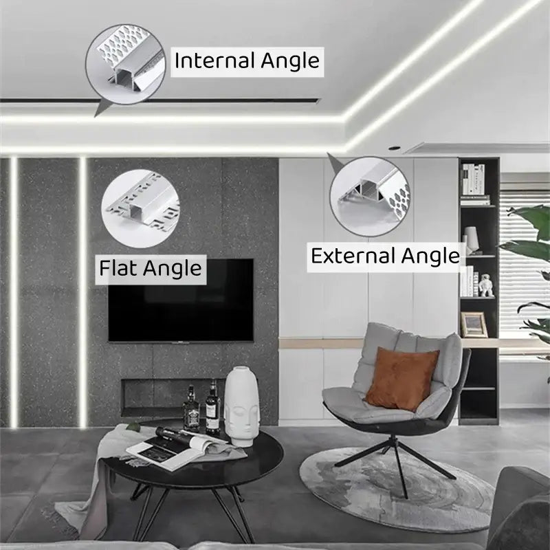 Geometric black & silver led aluminum threshold strip living room