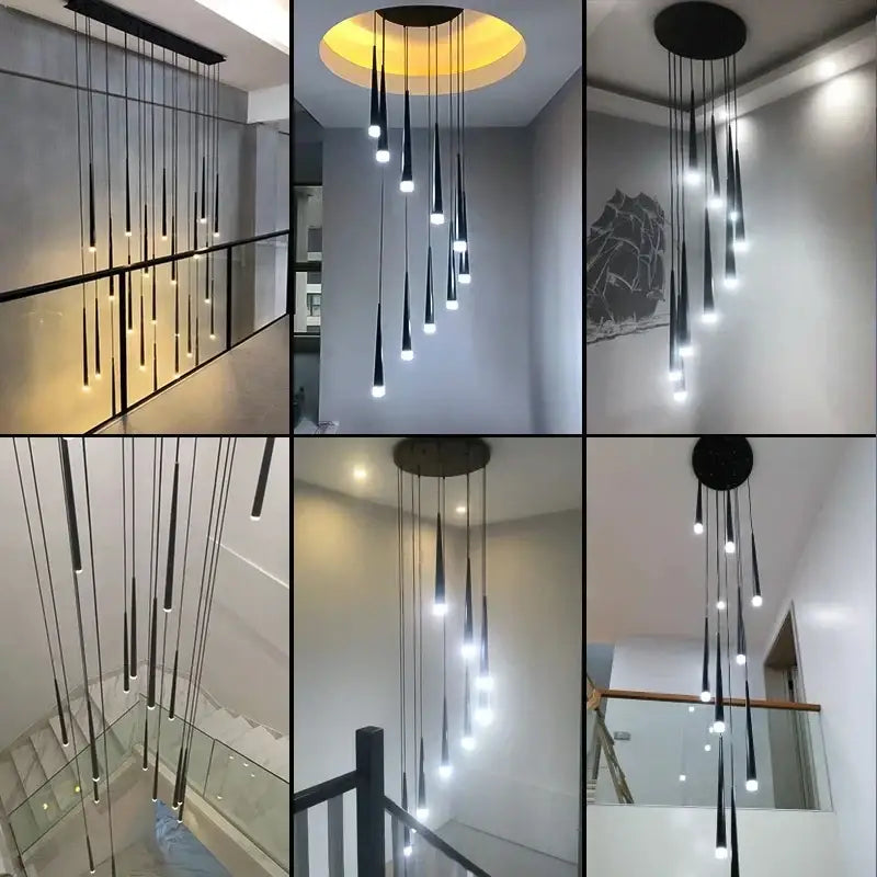 Modern black led ceiling chandelier living room pendant light