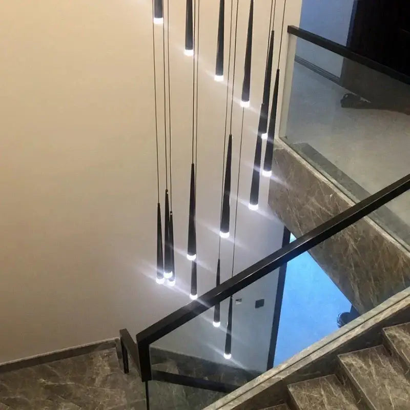 Modern black led ceiling chandelier living room pendant light