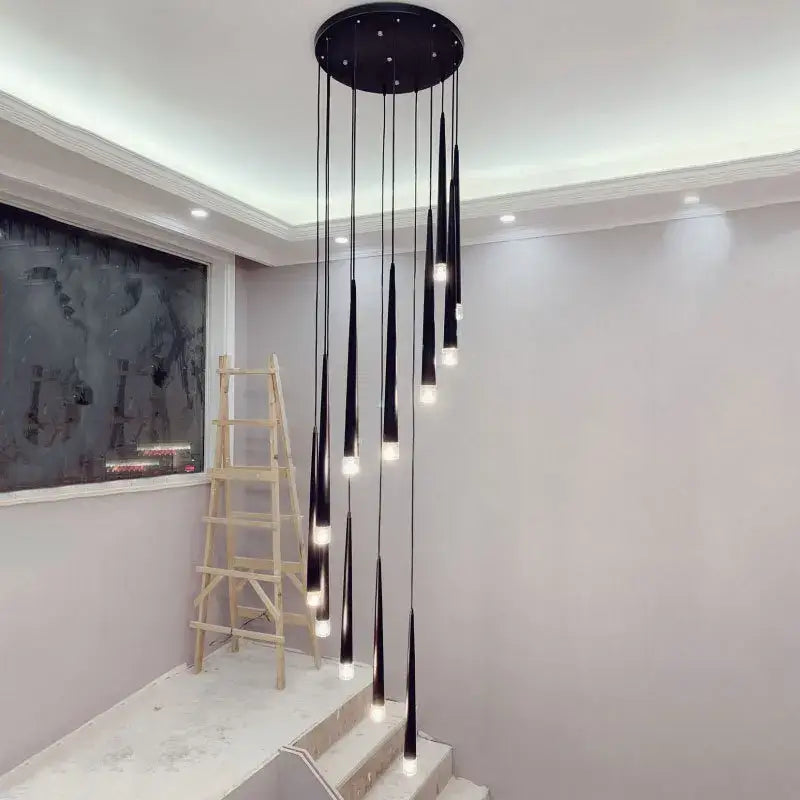 Modern black led ceiling chandelier living room pendant light