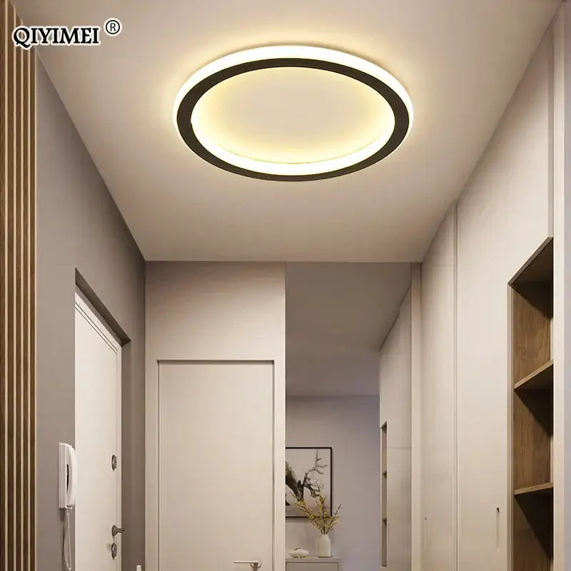 Modern circular black & white led ceiling light for entryway