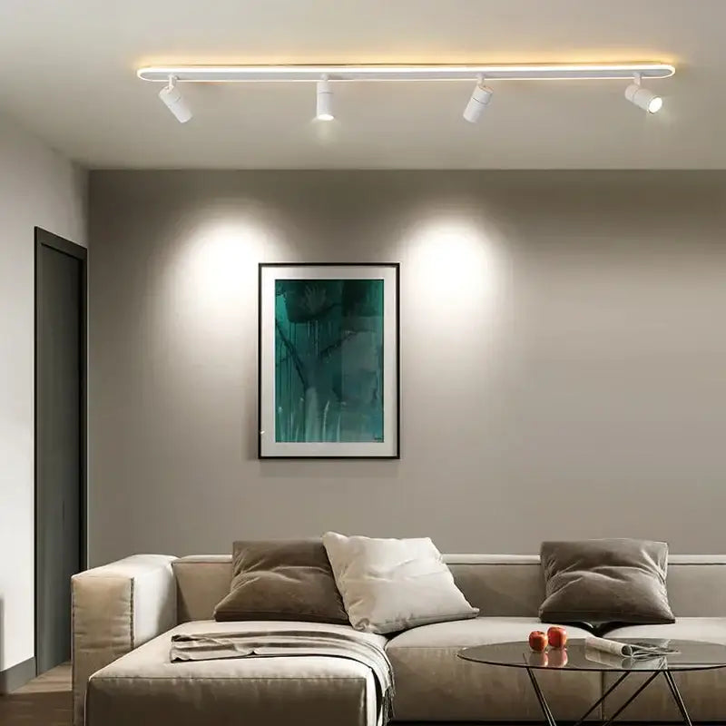 Modern black led ceiling spotlights living room metal track light