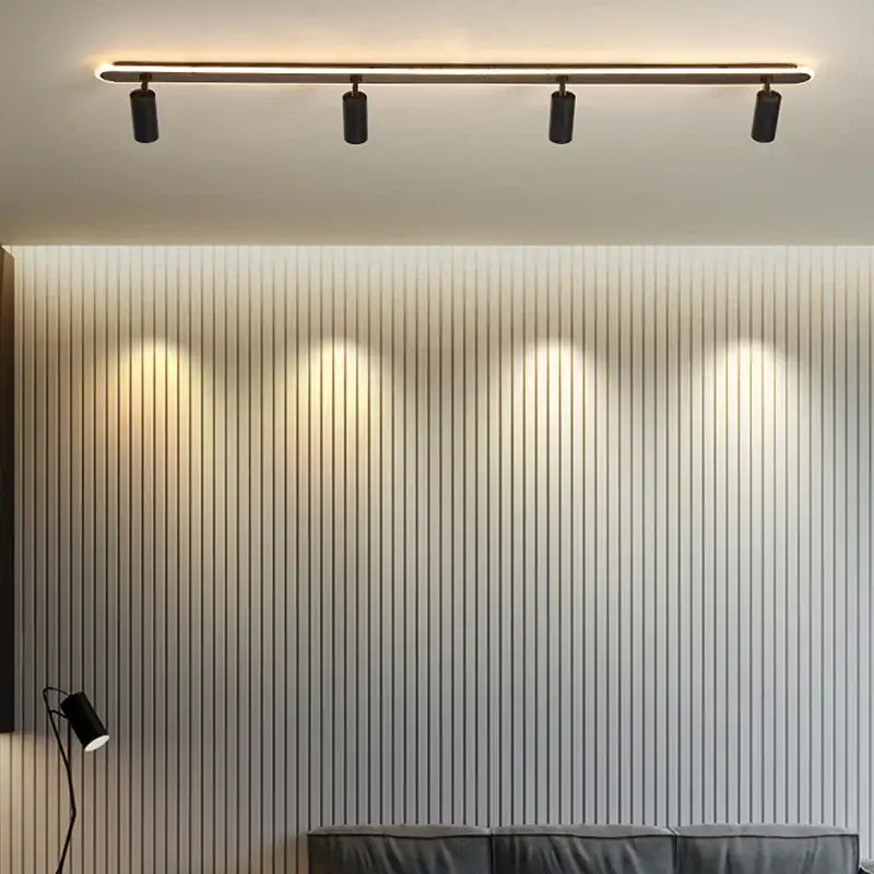 Modern black led ceiling spotlights living room metal track light