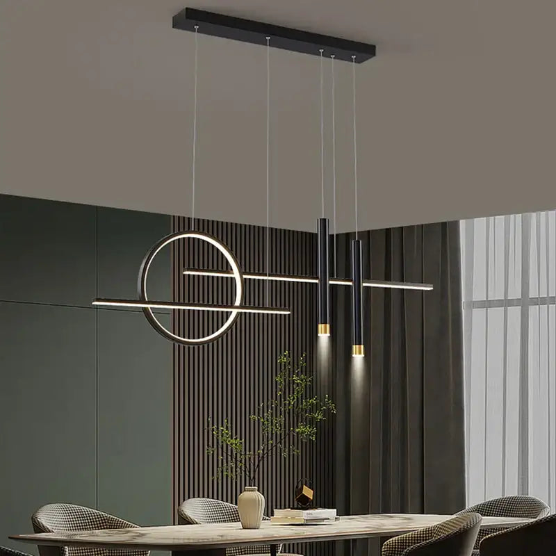 Modern black & gold led chandelier pendant light for dining room
