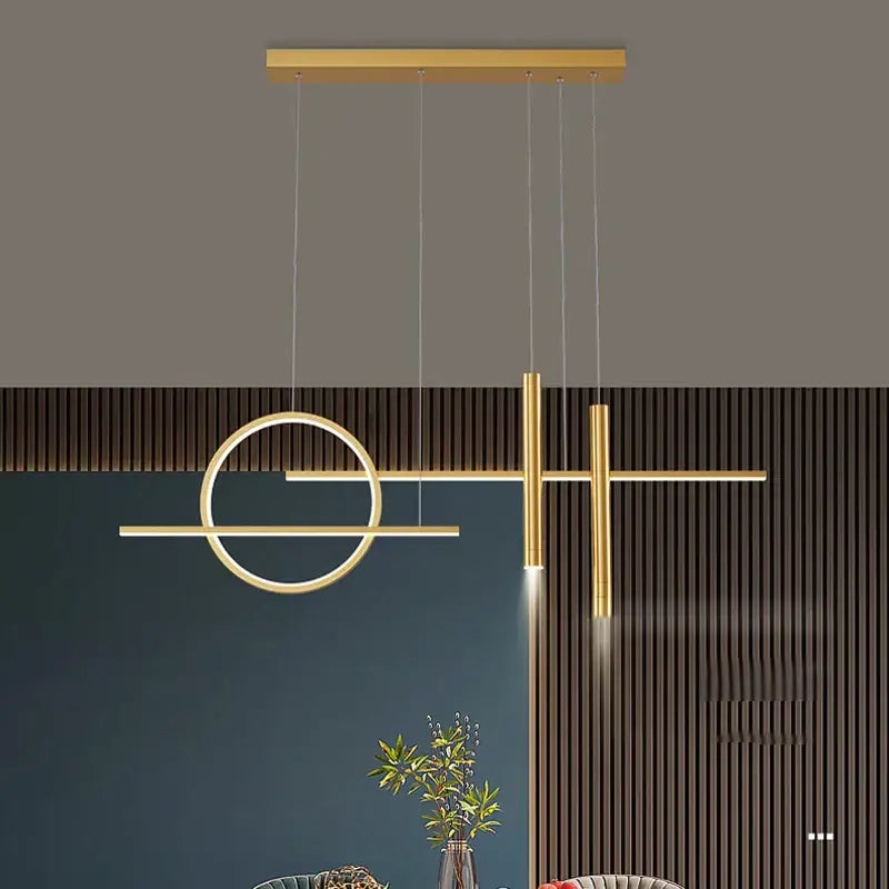 Modern black & gold led chandelier pendant light for dining room