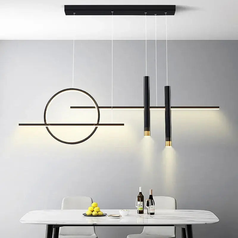 Modern black & gold led chandelier pendant light for dining room