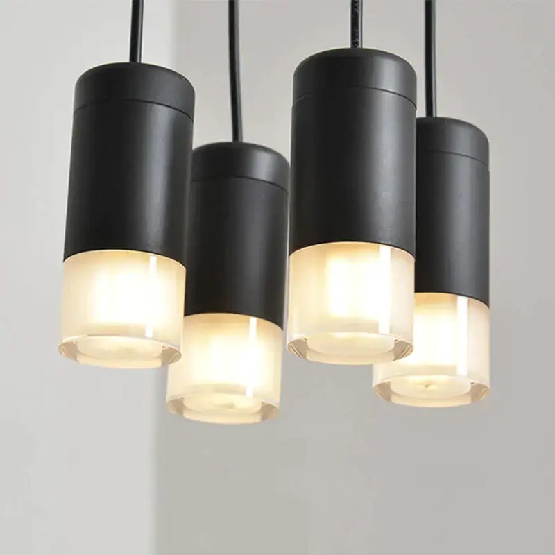Geometric black led linear chandelier for dining room