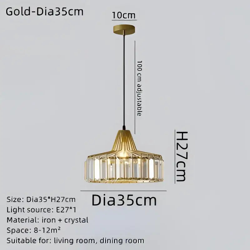 Modern black led pendant chandelier with crystals for dining room