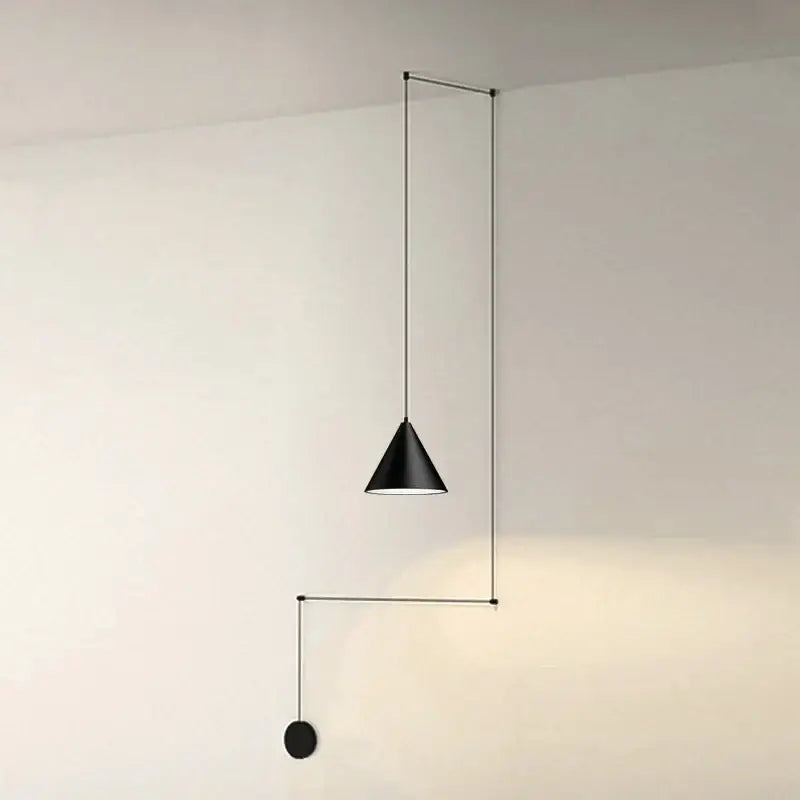 Modern minimalist black led pendant – dining room conical light